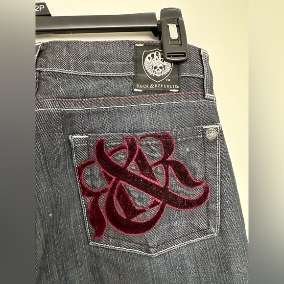 Womens Rock and Republic black denim jeans velvet pocket - Picture 6 of 6